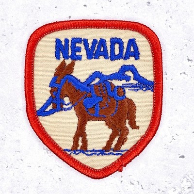 Vintage Nevada Patch   Gold Rush Pack Mule Mining Souvenir   Iron-On