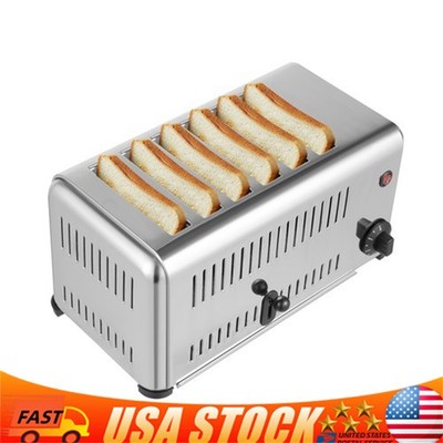 6-Slice Toaster Silver Pop-Up Electric Toaster Stainless Steel 6 Slots Toaster.