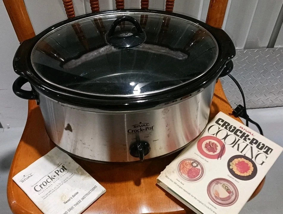 Rival Crock Pot Slow Cooker 6 Qt Model 64451 Stainless w Lid Cookbook
Opens in a new window or tab
