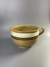 19th Century Banded Yellow Ware Chamber Pot With Applied Handle