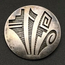 Vintage Hopi Lawrence Saufkie Native Prayer Feathers Sterling Silver Pin Brooch