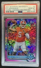 2021 Bowman U DJ Uiagalelei Refractor Chrome Fuschia Mini-Diamond RC /150 PSA 10