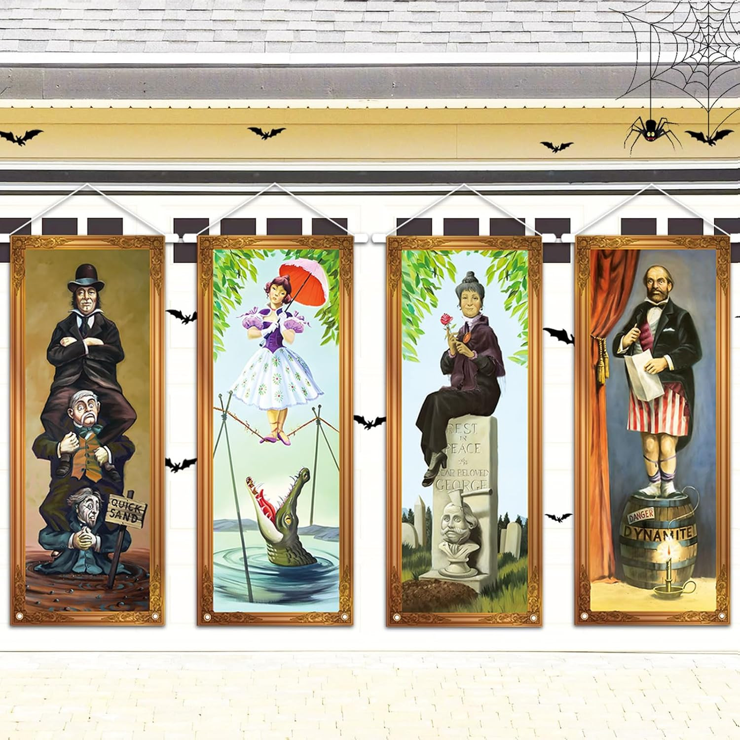 Halloween Decorations Large 4 PCS Haunted Mansion Stretching Portraits Banner In