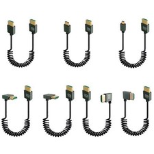 8K HDMI Stretch Coiled Cable HDMI 2.1 Type A Male to Male 90 Degree Down Angled