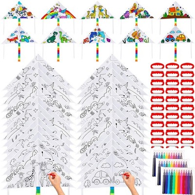 30 Pack Large Kites for and Adults Bulk 39.4 Inch DIY Making Kit Coloring Kit...