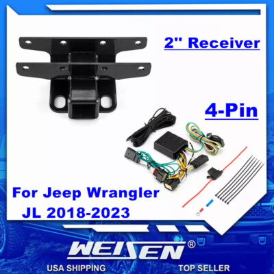 WEISEN 2'' Tow Trailer Hitch Receiver+Wiring Harness for 2018+ Jeep Wrangler JL