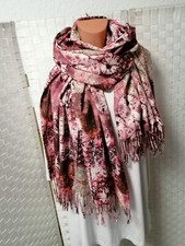 Sciarpa stola sciarpa morbida bacca rosso vino bordeaux rosa rosa frange nuova 130x70