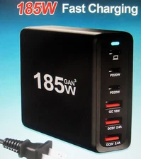 185 W Gan Pro 6 Ports Desktop Fast Charger Portable USB C New