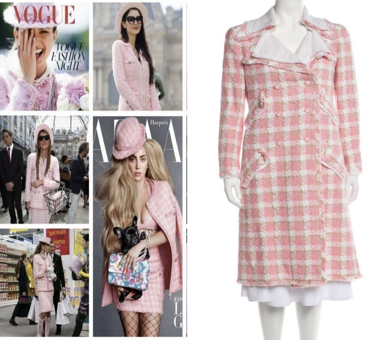 Chanel 2004 Vintage Pink Tweed Swing Jacket Size 36-40 Rare Find image 5