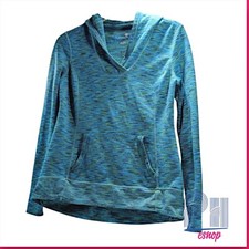 Tangerine Womens SMALL Pullover Hoodie Athletic Long Sleeve blue teal