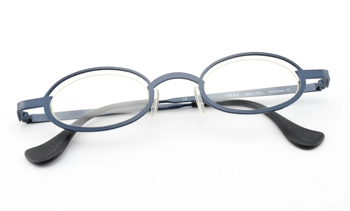 THEO BELGIUM Glasses Spectacles Dee Slim 24 Soft Blue Specs Metal Oval Vintage