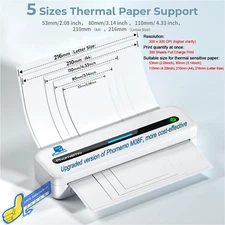 Phomemo M08F upgrade Multiple sizes A4 Inkless Thermal Printer USB/Bluetooth Lot