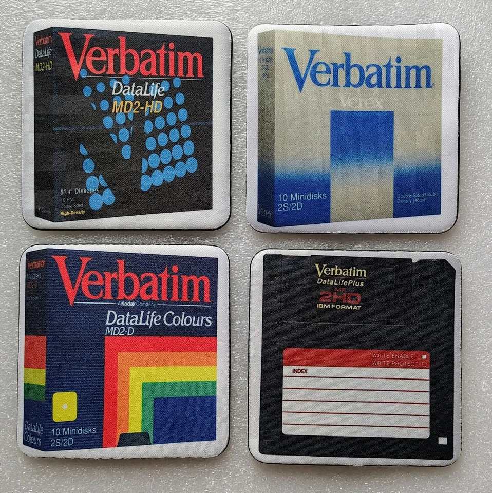 BASF Verbatim  Floppy Disc 3.5"  - Set 4 x Coasters NEW 3.75" x 3.75" Non Slip - Image 3 of 3