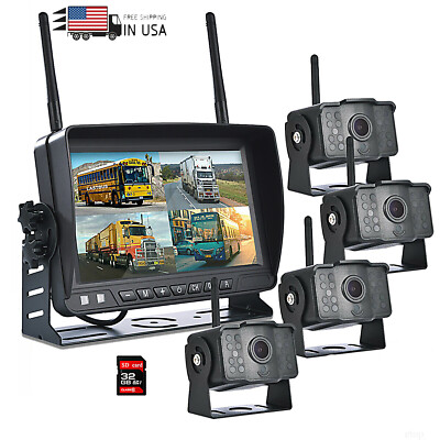 iPoster Digital Wireless 7'' HD Monitor DVR 4x CCD Reversing Camera For Truck RV