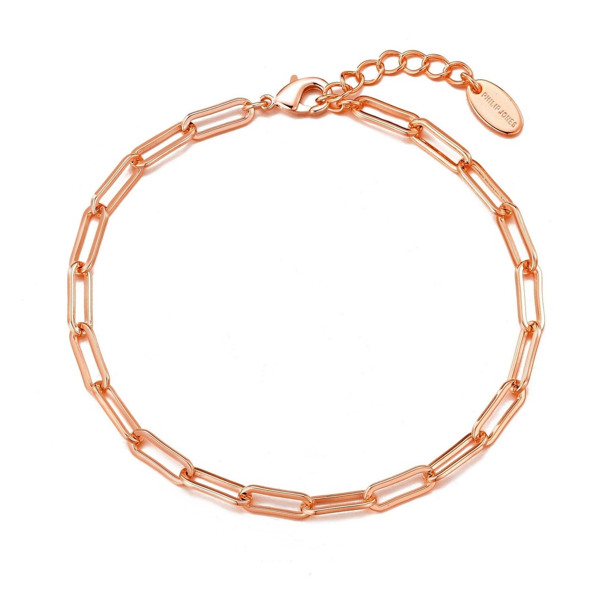 Rose Gold Plated Small Link Paperclip Bracelet UK