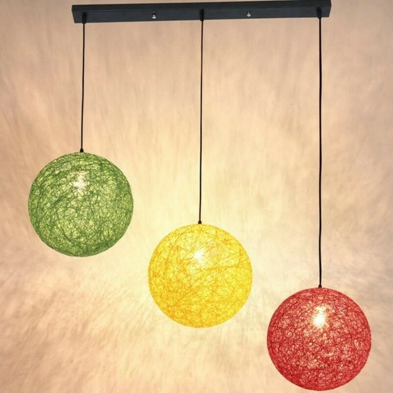 Round woven pendant on sale light