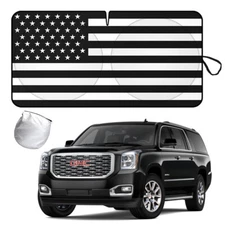 For 1992-2024 GMC Yukon US Flag Car Windshield Sun Shade Front UV Block Shield