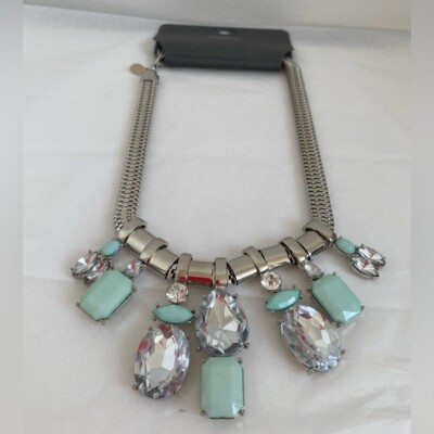 Express Silver Gem & Rhinestone Necklace NEW