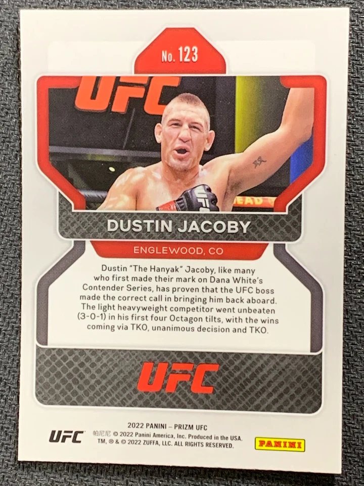 Dustin Jacoby #123 Panini Prizm UFC Mixed Martial Arts Card 2022 - Image 2 of 2