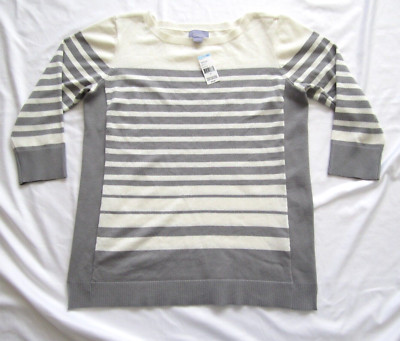 New W/ Tag Women Laura Scott Rayon/Polyester Stripe Pullover Sweater Sz 1X(WS25)