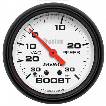 AutoMeter 5803 2-5/8 in. Boost/Vacuum, 30 in. HG/30 PSI, Mechanical, Phantom Gau