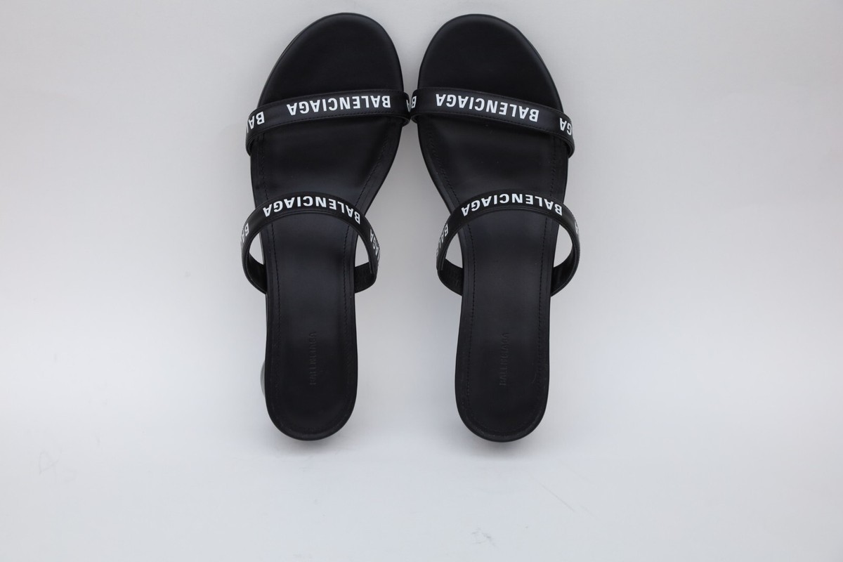 バレンシアガ　サンダル38 Balenciaga Logo Slide Sandal Size 38/ US 8 in Black Leather