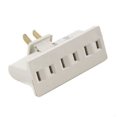 3 Outlet Grounded AC Power 2 Prong Swivel Light Wall Tap Adapter UL Listed Beige