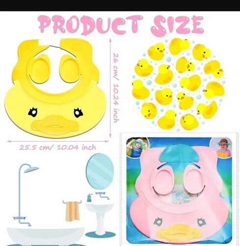 2 Pieces Adjustable Baby Shower Cap Visor Silicone Baby Bathing Hat...