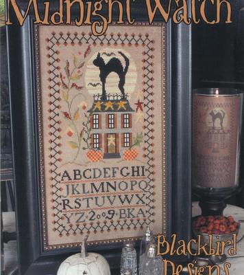 MIDNIGHT WATCH BLACKBIRD DESIGNS CROSS STITCH SAMPLER CHART