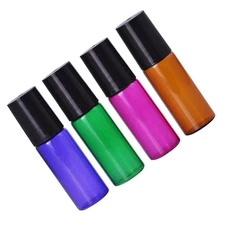 4 Pcs 5 ml Reusable Glass Bottles Travel Lotion Dispenser Bottles Leak Proof