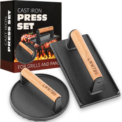 LWWTBS Burger Press Heavy-Duty Cast Iron Smashed Meat Steak Weight Grill Griddle