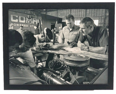 Framed Cobra Phil Remington and Ken Miles Sebring 1964 Reproduction - 11x8.5