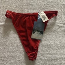 Women  s O/S HIDDEN FANTASIES Vintage Red Velvet Thong Panties 24010 NWT