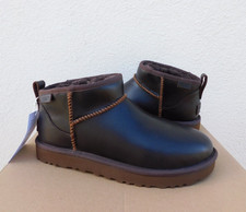 UGG BROWN ULTRA MINI REGENERATE LEATHER/ WOOL BOOTS, WOMEN US 7/ EUR 38 NIB