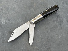 Barlow Vintage Retro Pocket Knife 2 Blades Sharp Stainless Steel Black Handle