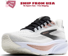 Brooks Women's Ghost 17 White/Black/Rose Gold Athletic Lace Up Shoes- Medium/B