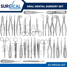 32 Pcs Oral Dental Extraction Surgery Extracting Elevators Forceps German Grade