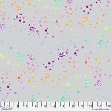 NEW! TULA PINK TRUE COLORS GRAYWORK FAIRY DUST IN FOG COTTON FABRIC 1/2 YD