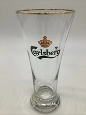 Carlsberg Beer Glass Pilsner Gold Trim 12 oz Pint Danish Pub Bar NEW