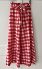 Vintage Red White Checkered Plaid Midi Maxi Circle Skirt Size S/XS EUC 