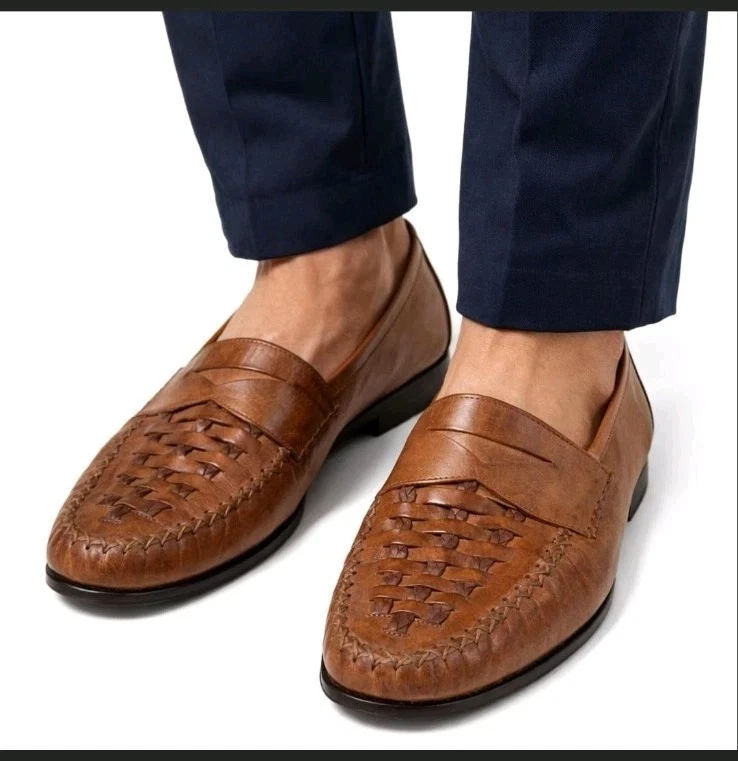 Cole Haan Men\'s Leather Woven Loafers Size 9 B s-l1200.jpg main image 4