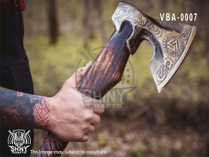 Customs Handmade Valkunt viking Axe valentine's Day Gift,Leather WrappedVBA-07-A