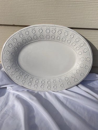 VIETRI Forte Oval Serving Platter 15" Handcrafted Italy Minimalist Geometric - Picture 9 of 11