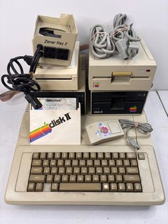Apple IIe Vintage Computer Bundle Disk II UniDisk 3.5 Apple 5.25 Mouse Super Fan