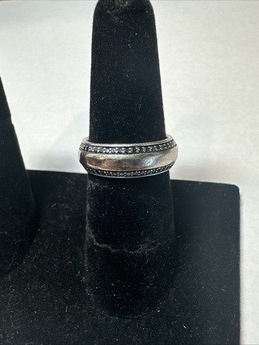 David Yurman Beveled Ring Black Diamond Wedding Band 18k White Gold Sz 7 $5500 - 第 1/5 張圖片