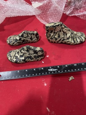 Lot Of 3 Vintage Milagros Mexican Folk Art Votive Wood Shoe Metal Charms Rare