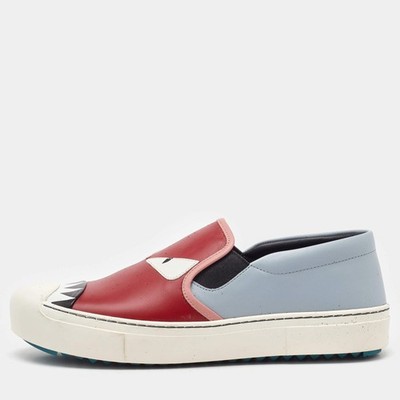 Fendi Multicolor Leather Monster Slip On Sneaker Gr. 40