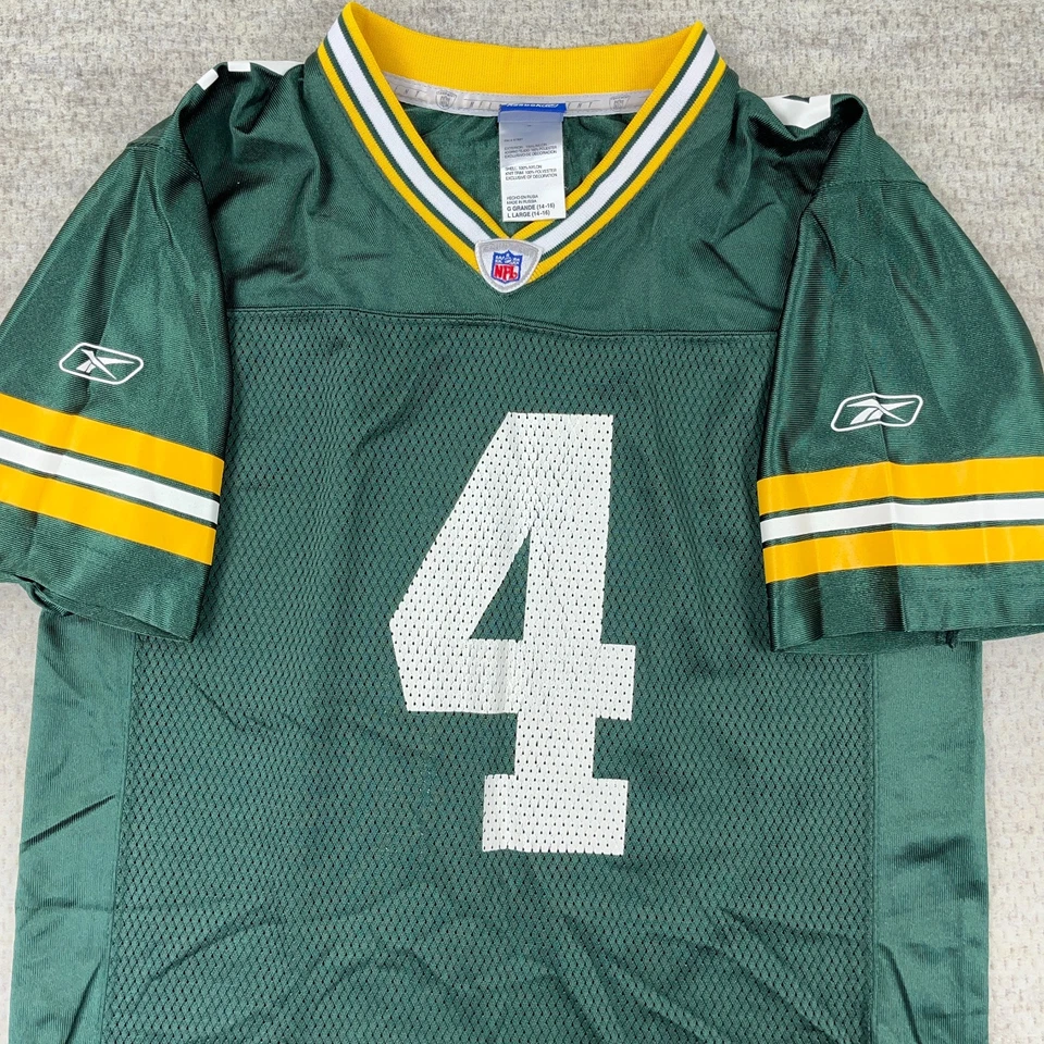 Camiseta deportiva vintage de los Green Bay Packers para niños grande verde Brett Favre camisa juvenil Y2K B3 Foto 3 de 4