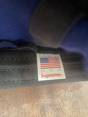 Supreme S Logo Navy Blue 6 Panel Wool Strapback Cap Hat Leather