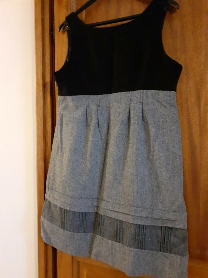 robe hiver entièrement doublée. Evasée sous la poitrine. Gris chiné. - Photo 2/4